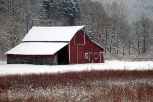 Competition entry: Red Barn in Snowstorm