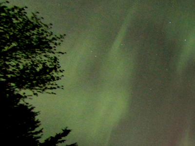 Green streaks of the aurora.