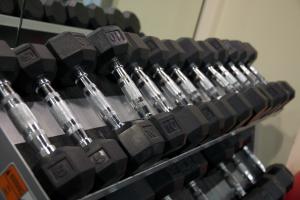 Row of hand weights.