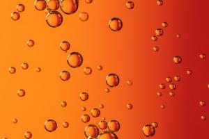 Bubbles in an orange liquid.
