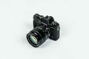 Camera on white background.